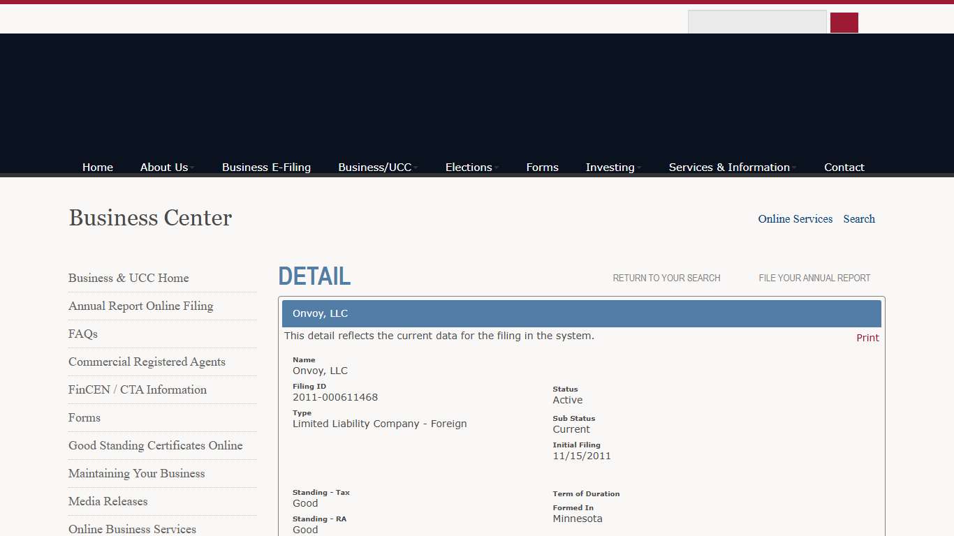 Business Entity Detail - Wyoming Secretary of State